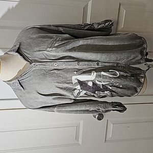 Made In Italy slouchy gray top One size. Cotton blend. Graphic(girl power)